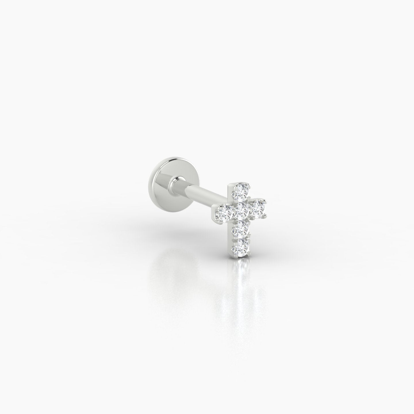 Junon | 18k White Gold 5 mm Cross Diamond Piercing