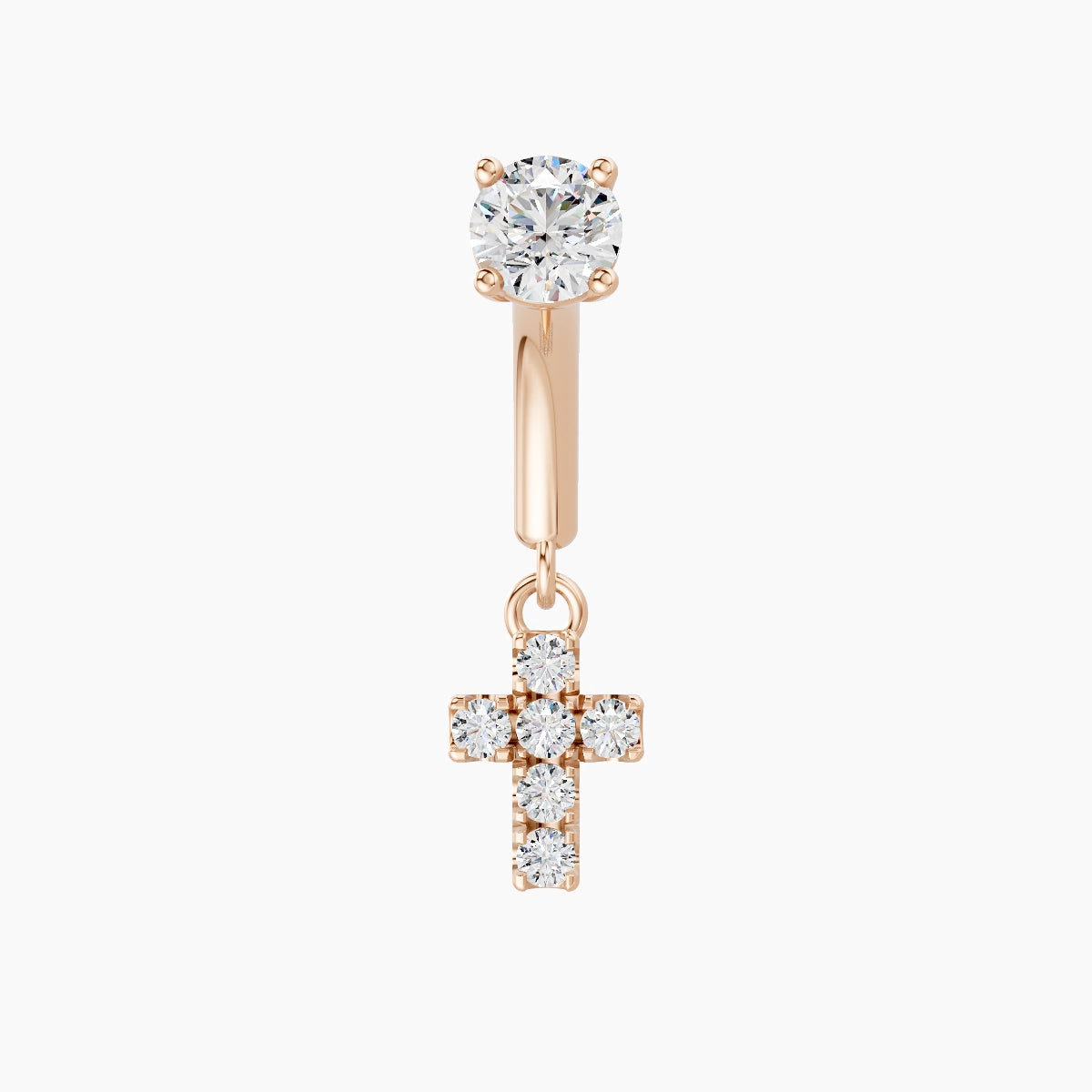 Junon | Piercing Rook Croix Diamant Or Rose 18k Hypoallergénique 5 mm 6 mm