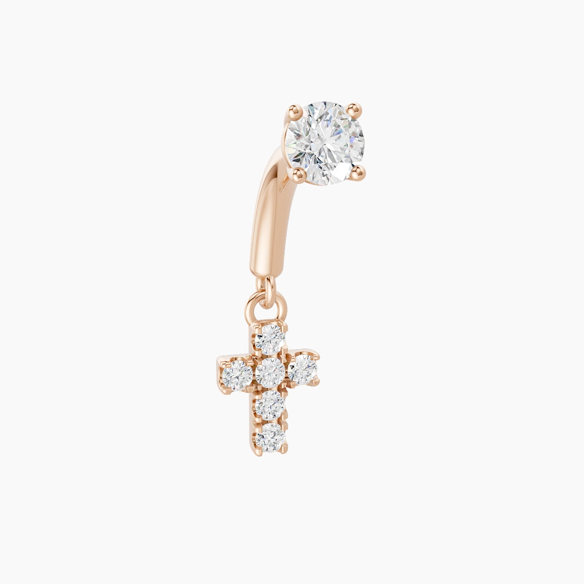 Junon | Piercing Rook Croix Diamant Or Rose 18k Hypoallergénique 5 mm 6 mm