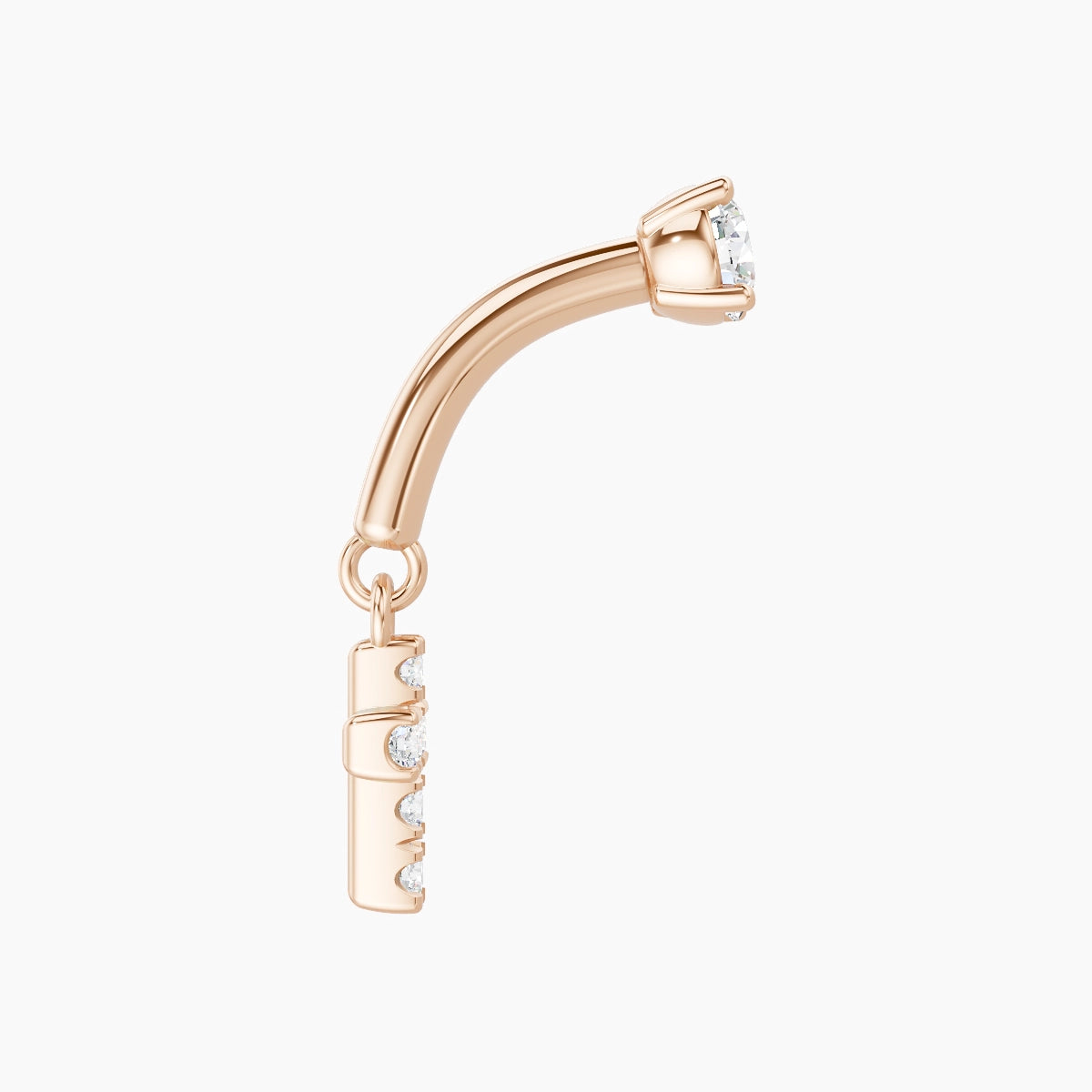 Junon | Piercing Rook Croix Diamant Or Rose 18k Hypoallergénique 5 mm 6 mm
