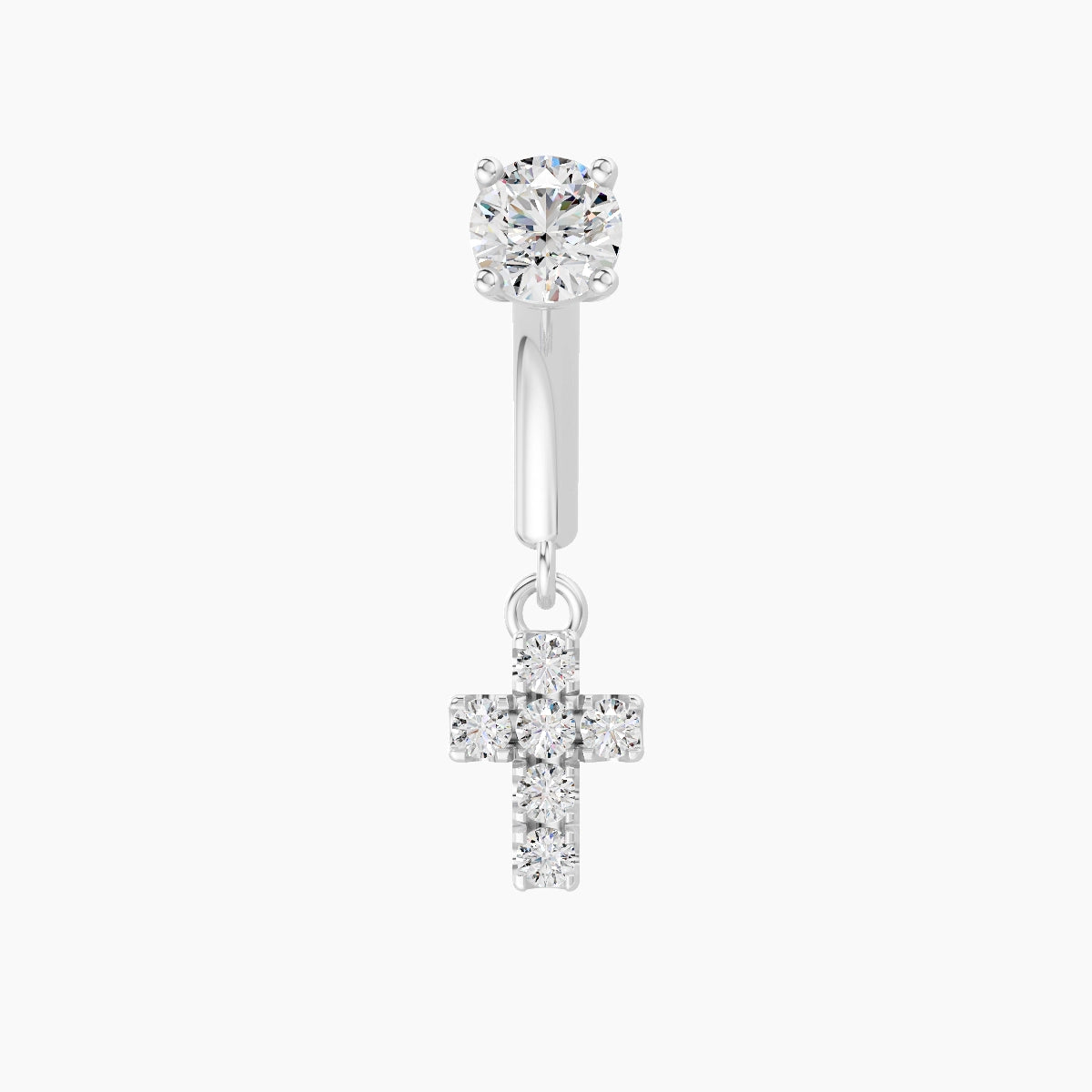 Junon | Piercing Rook Croix Diamant Or Blanc 18k Hypoallergénique 5 mm 6 mm