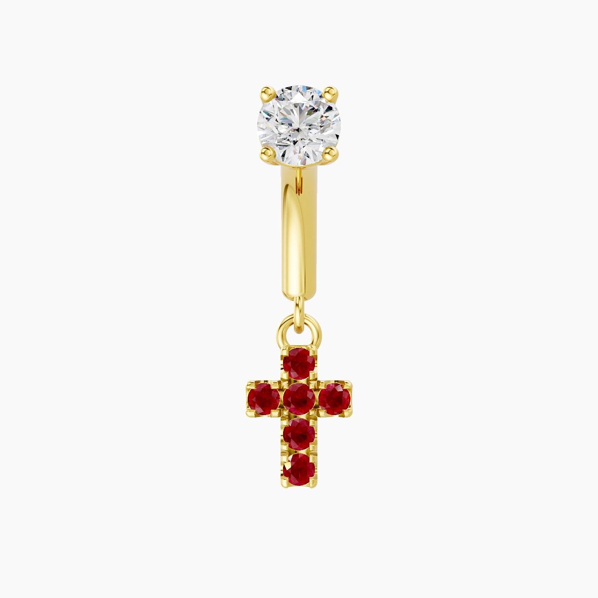 Junon | 18k Yellow Gold 6 mm Cross Ruby & Diamond Rook Piercing