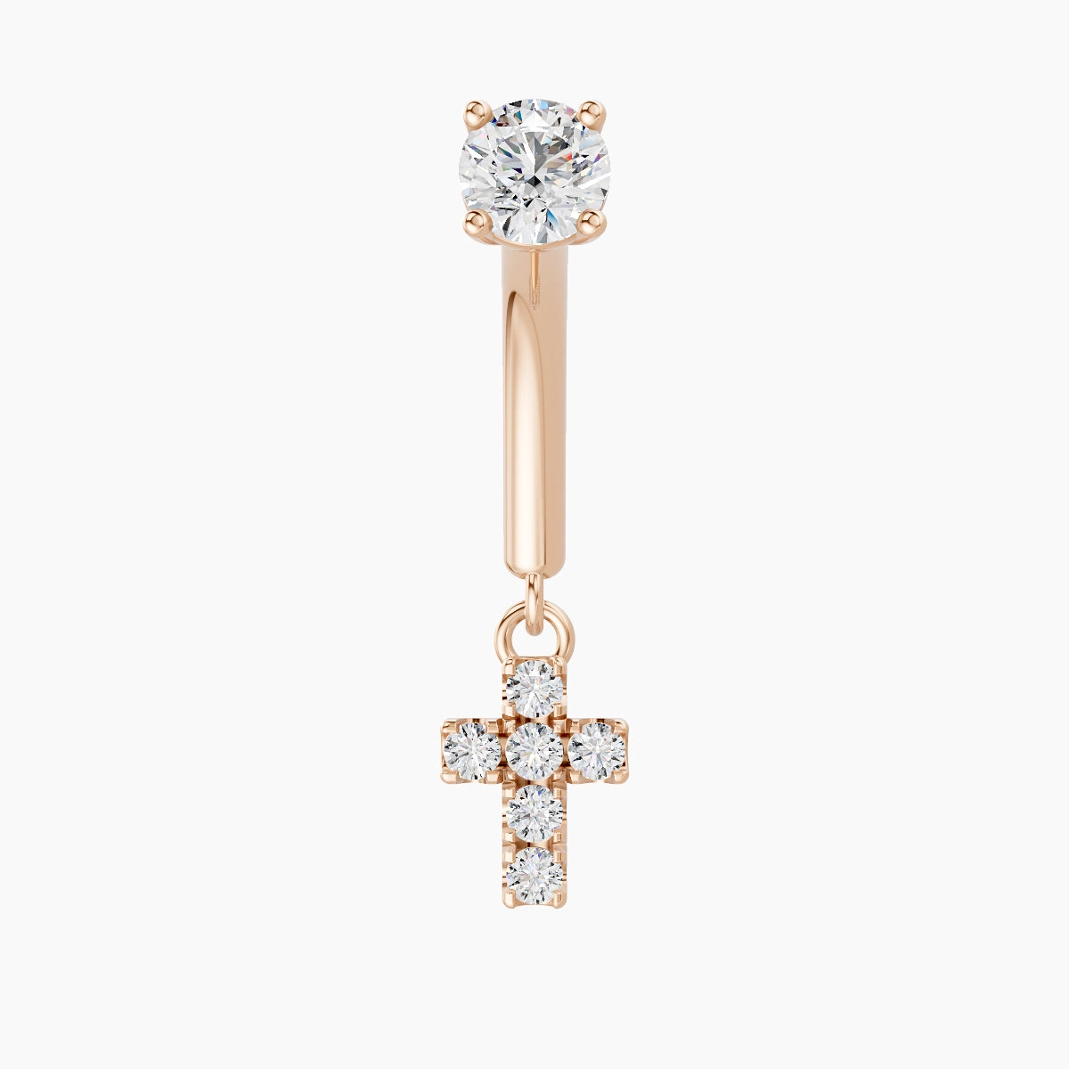 Junon | Piercing Rook Croix Diamant Or Rose 18k Hypoallergénique 5 mm 8 mm