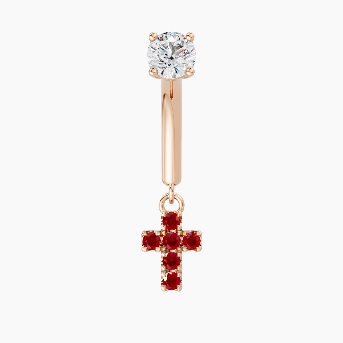Junon | 18k Rose Gold 8 mm Cross Ruby & Diamond Rook Piercing