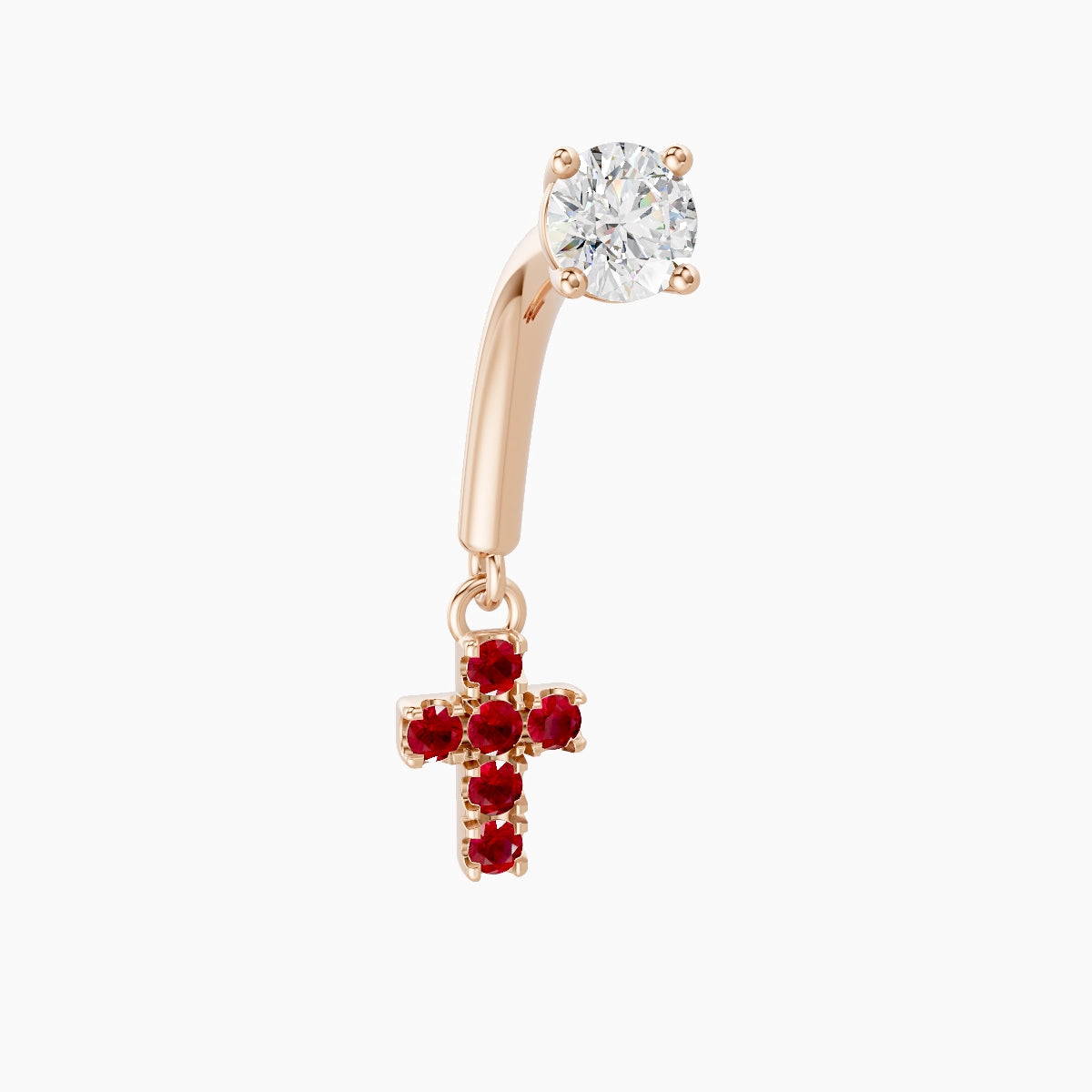Junon | 18k Rose Gold 8 mm Cross Ruby & Diamond Rook Piercing