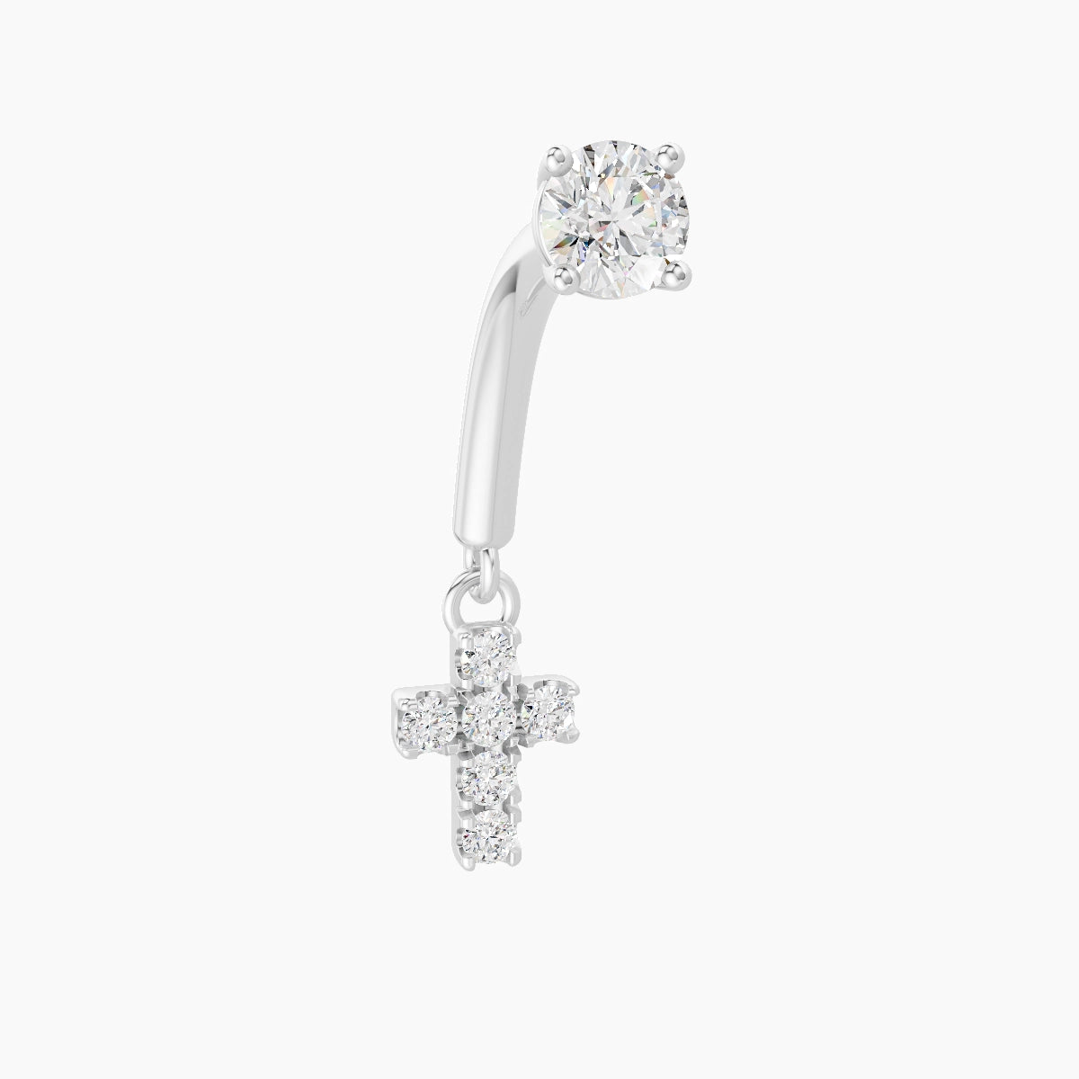 Junon | Piercing Rook Croix Diamant Or Blanc 18k Hypoallergénique 5 mm 8 mm