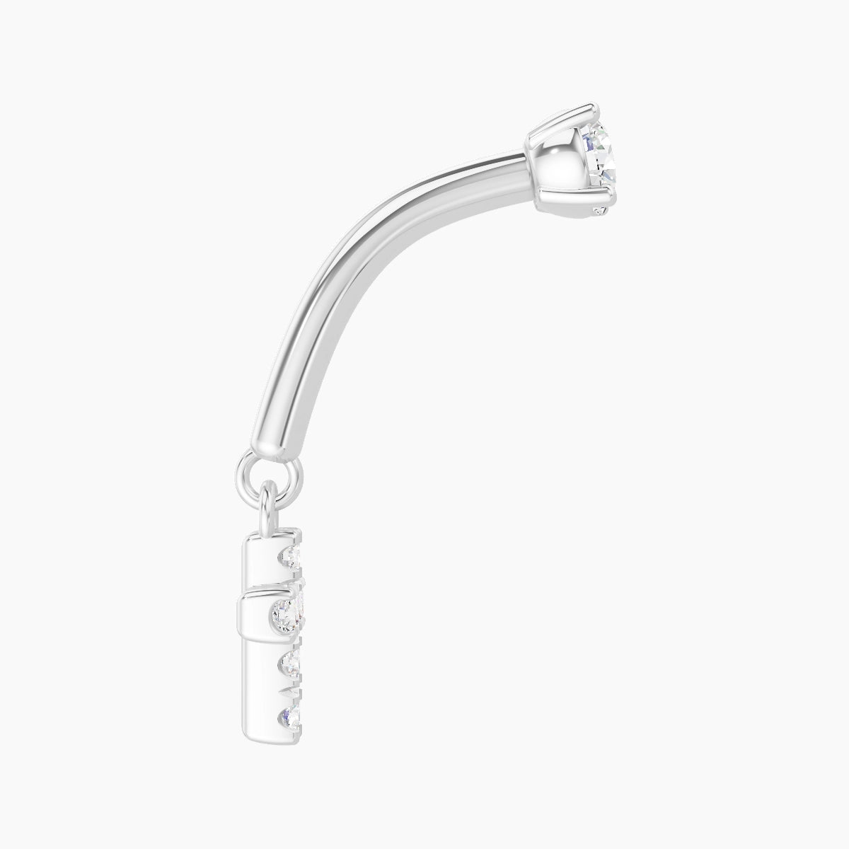 Junon | Piercing Rook Croix Diamant Or Blanc 18k Hypoallergénique 5 mm 8 mm