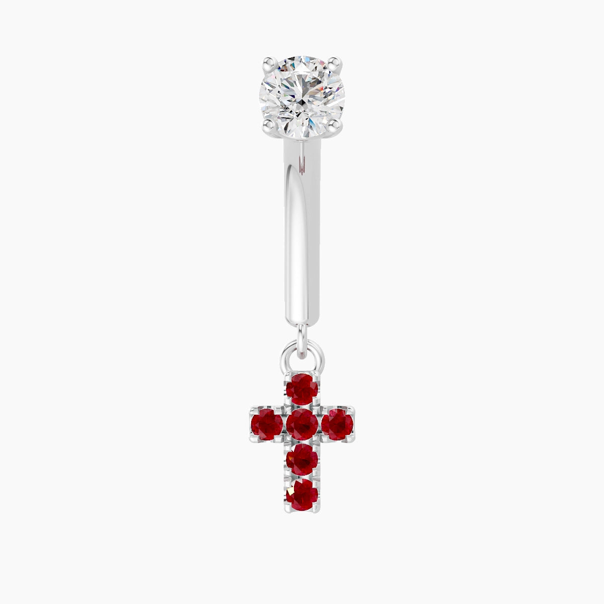 Junon | 18k White Gold 8 mm Cross Ruby & Diamond Rook Piercing