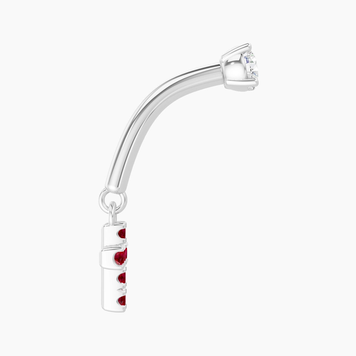 Junon | 18k White Gold 8 mm Cross Ruby & Diamond Rook Piercing