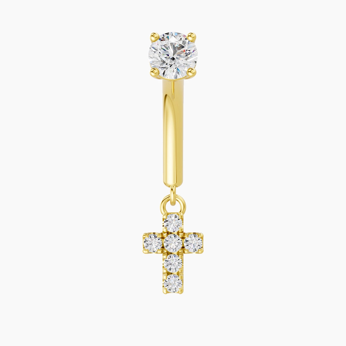 Junon | Piercing Rook Croix Diamant Or Jaune 18k Hypoallergénique 5 mm 8 mm