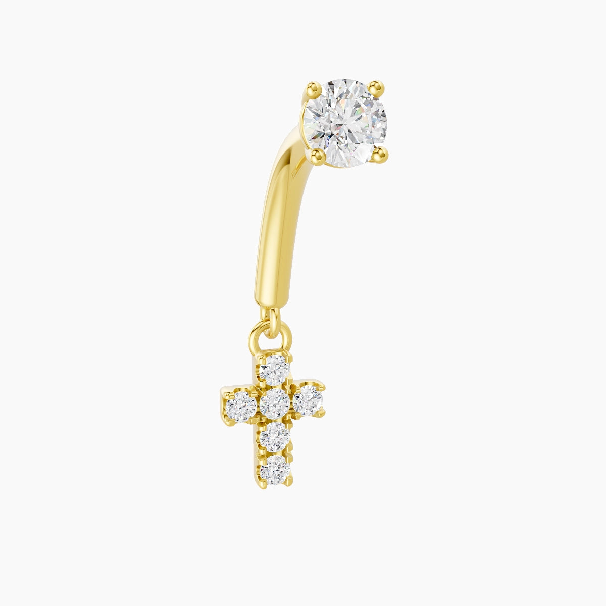 Junon | Piercing Rook Croix Diamant Or Jaune 18k Hypoallergénique 5 mm 8 mm