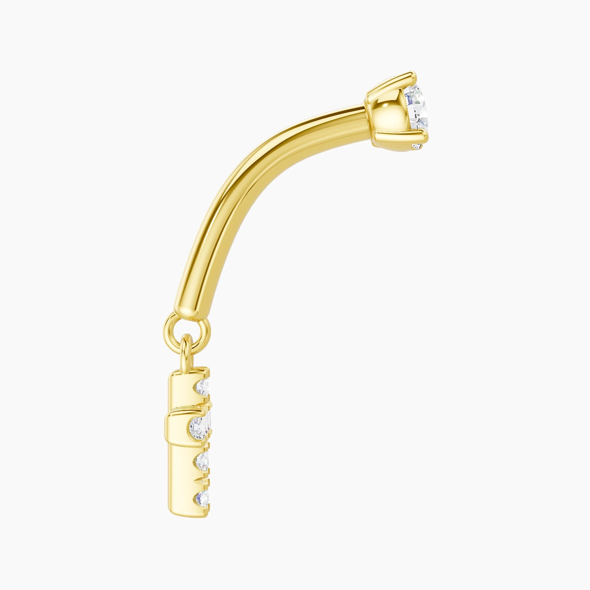 Junon | Piercing Rook Croix Diamant Or Jaune 18k Hypoallergénique 5 mm 8 mm