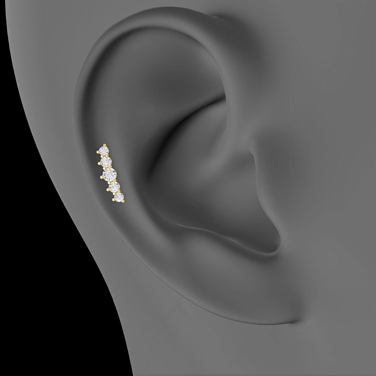 Justice | 18k Yellow Gold 12 mm 5 mm Long Diamond Piercing