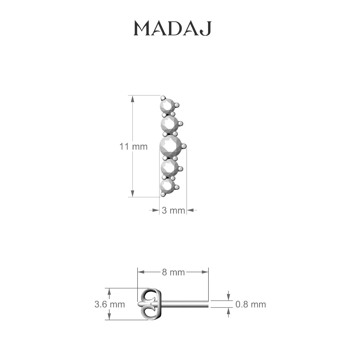 Justice | 18k White Gold 12 mm Long Diamond Earring