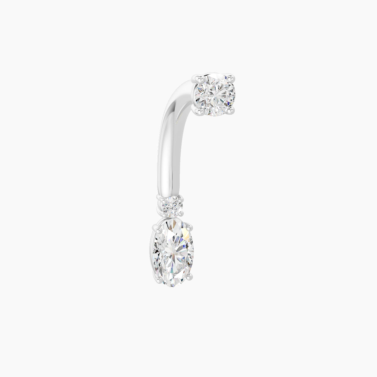 Kali | 18k White Gold 6.5 mm 10 mm Diamond Navel Piercing