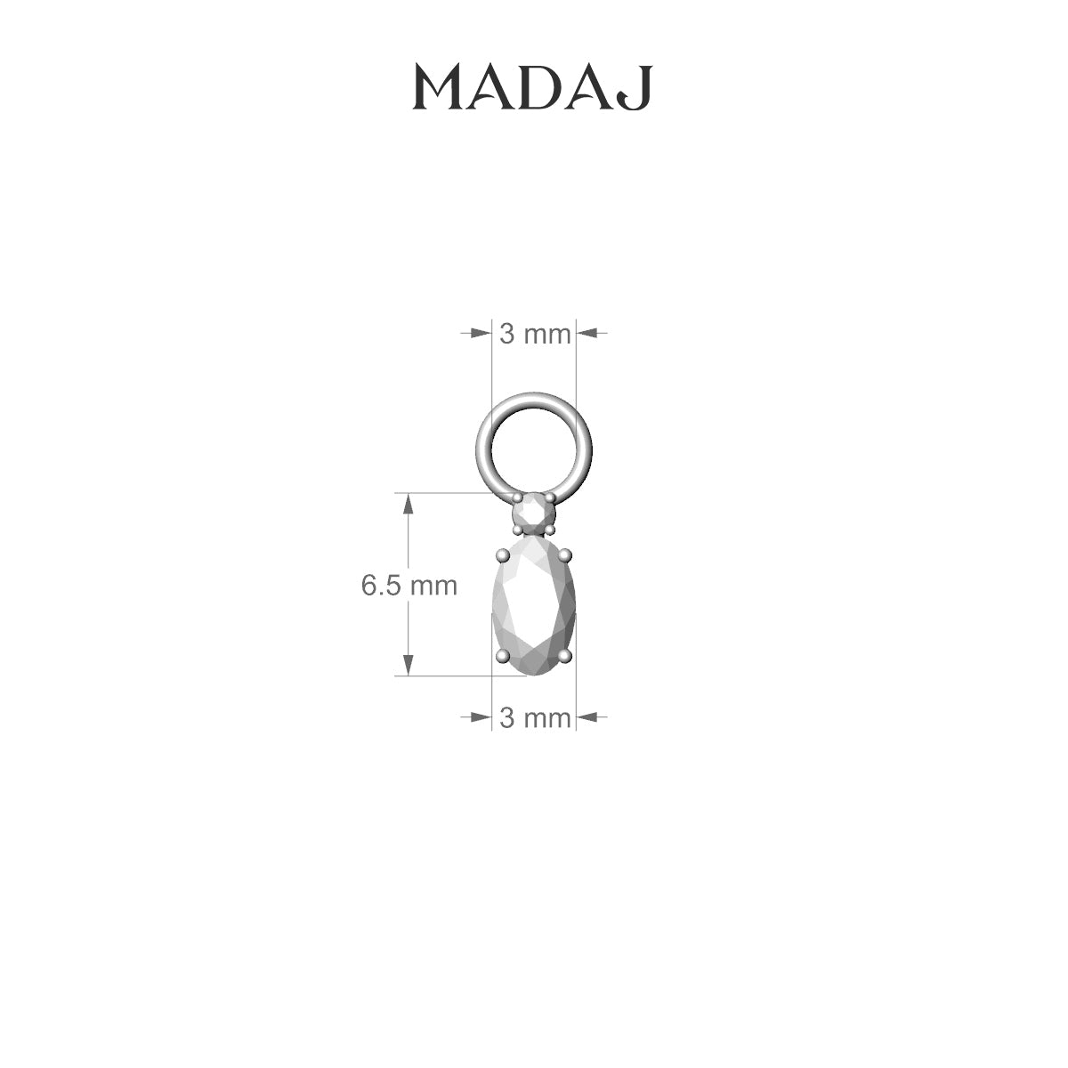 Kali | 18k White Gold 6.5 mm Diamond Charm