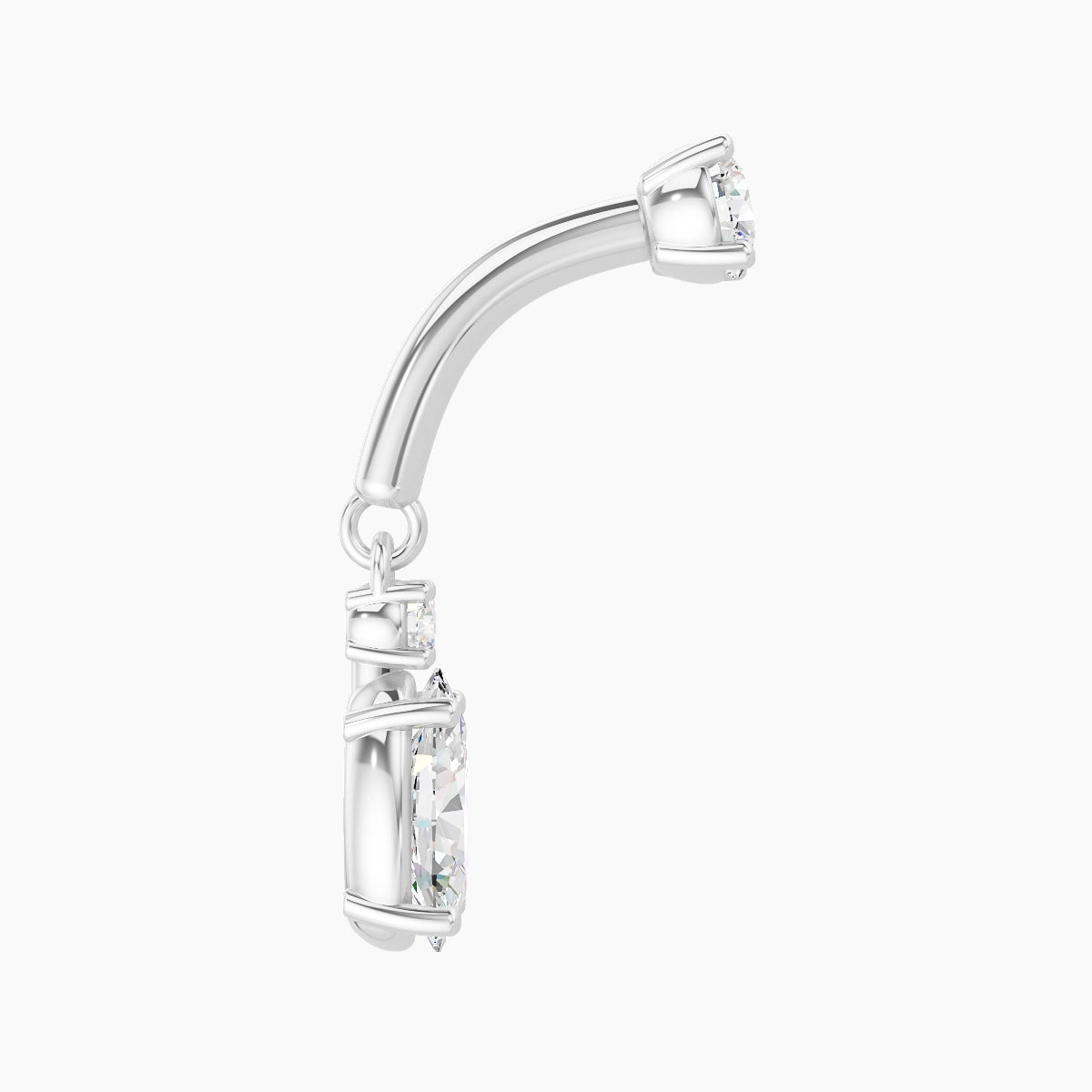 Kali | 18k White Gold 6 mm Diamond Rook Piercing
