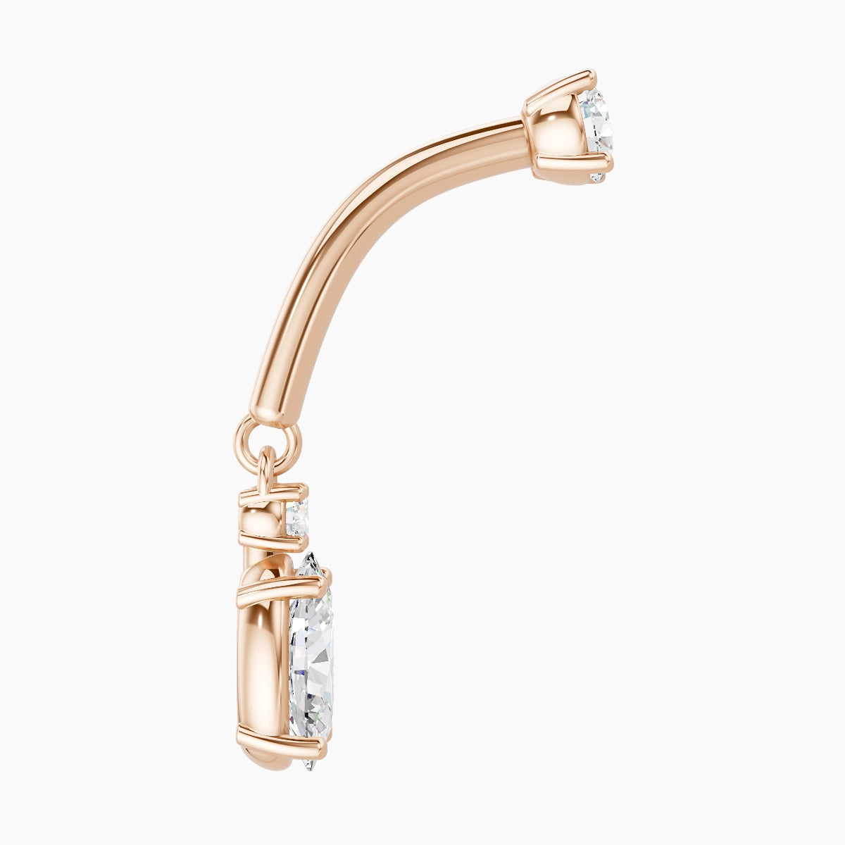 Kali | 18k Rose Gold 8 mm Diamond Rook Piercing