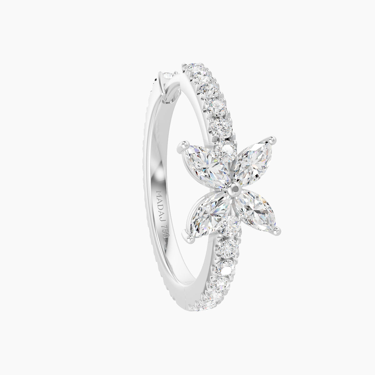 Kane | 18k White Gold 11 mm Flower Diamond Hoop Piercing