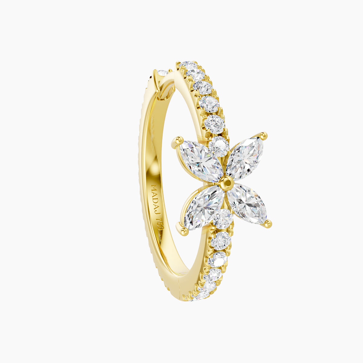 Kane | 18k Yellow Gold 11 mm Flower Diamond Hoop Piercing