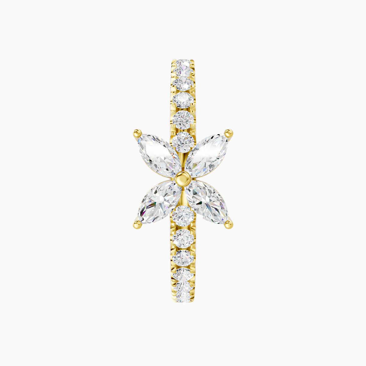 Kane | 18k Yellow Gold 11 mm Flower Diamond Hoop Piercing