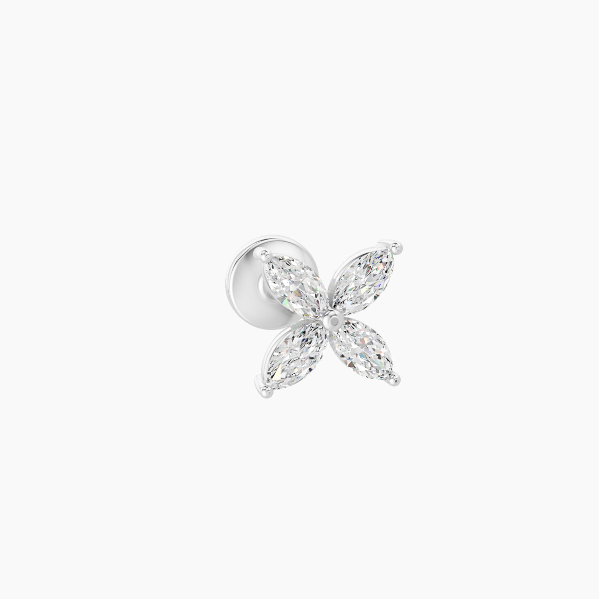 Kane | 18k White Gold 5 mm 5 mm Flower Diamond Piercing