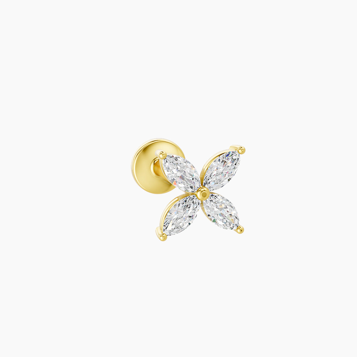 Kane | 18k Yellow Gold 5 mm 6.5 mm Flower Diamond Piercing