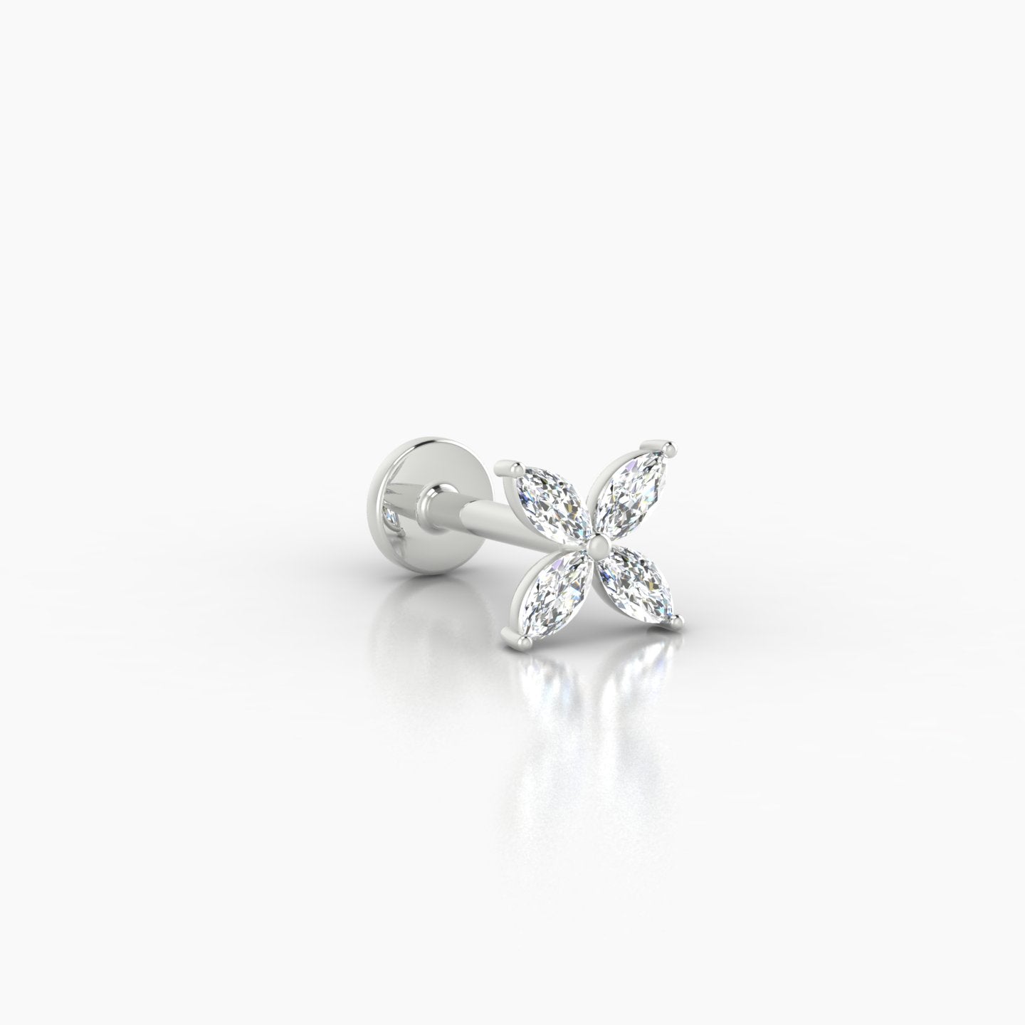 Kane | 18k White Gold 5 mm 6.5 mm Flower Diamond Piercing