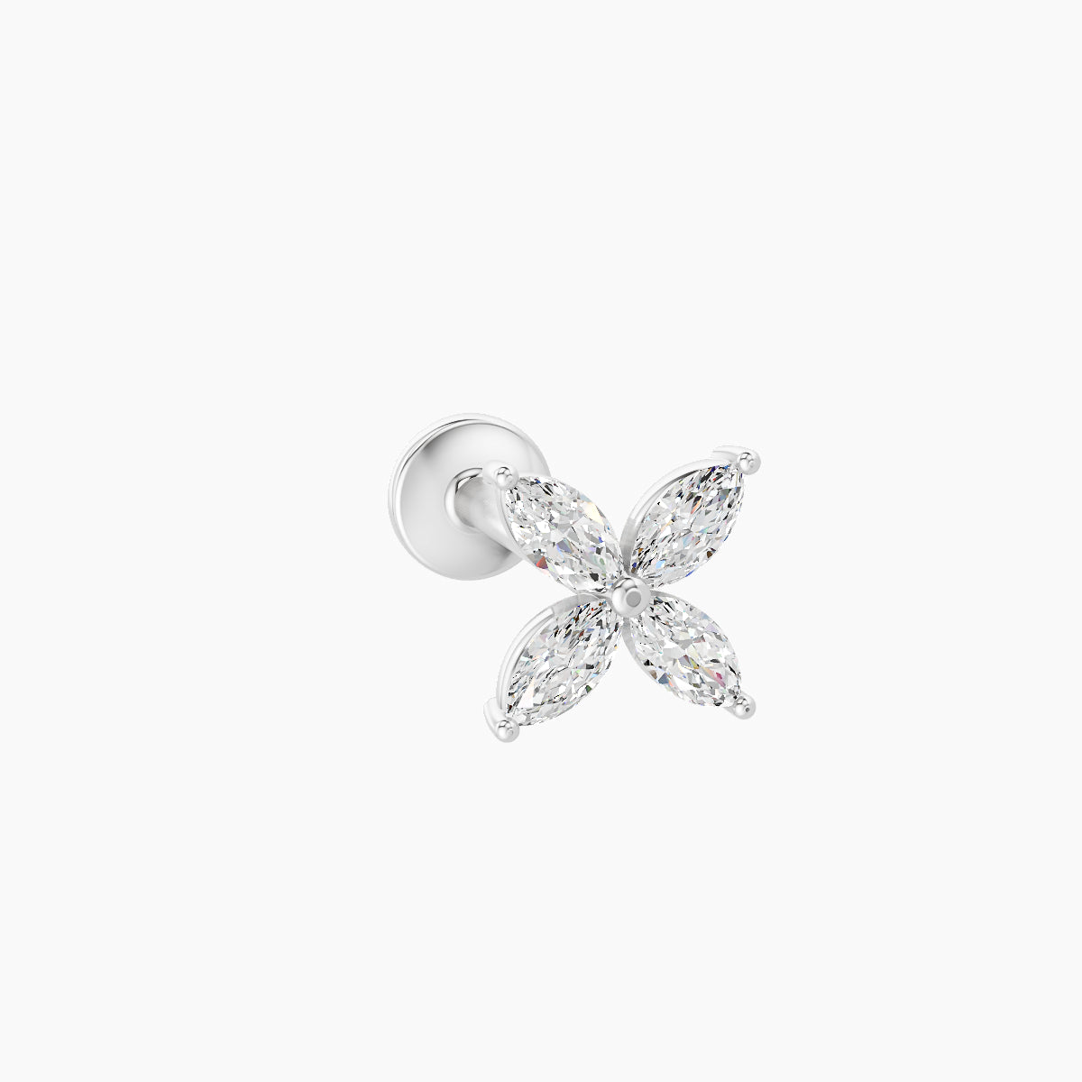 Kane | 18k White Gold 5 mm 8 mm Flower Diamond Piercing