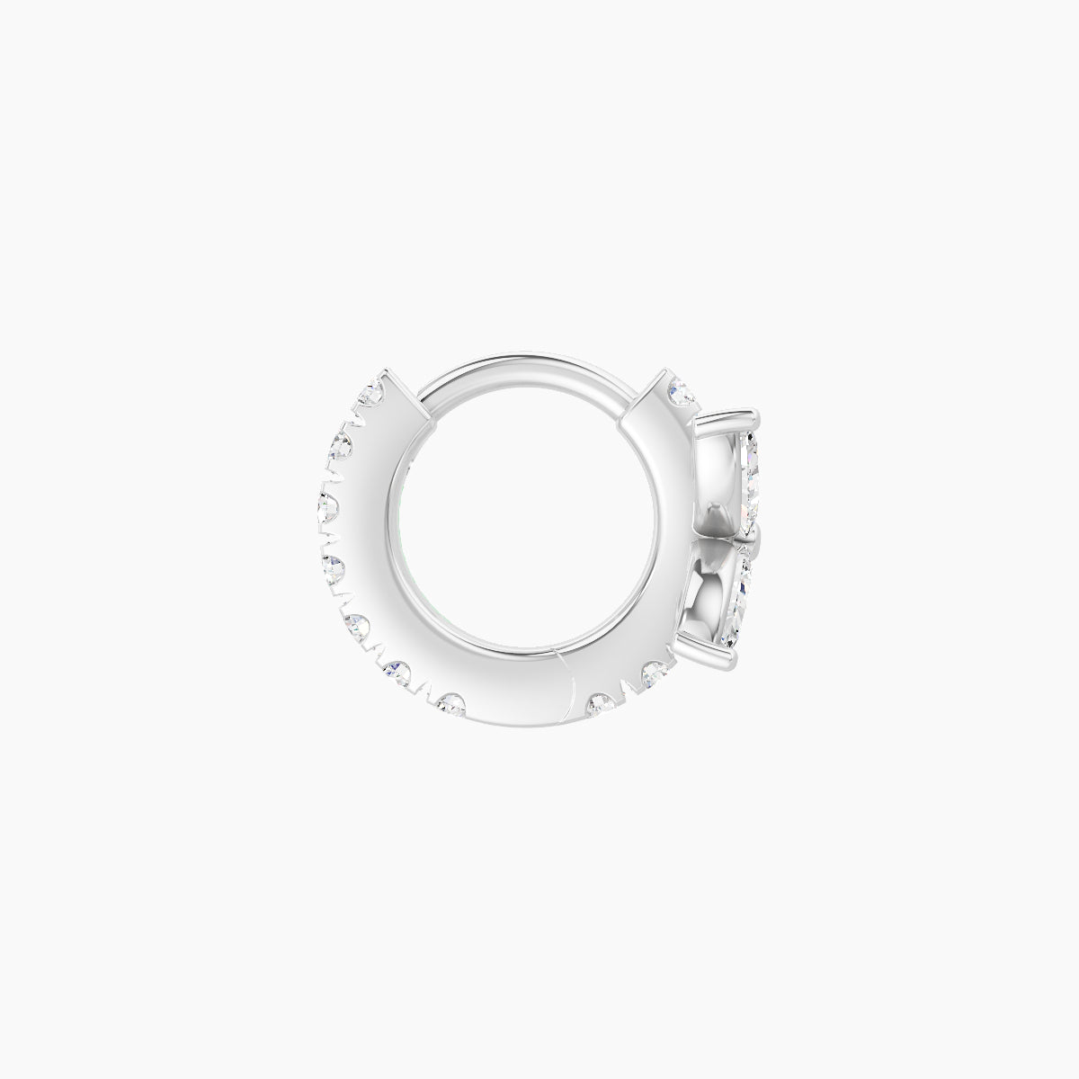 Kane | 18k White Gold 5 mm Flower Diamond Hoop Piercing