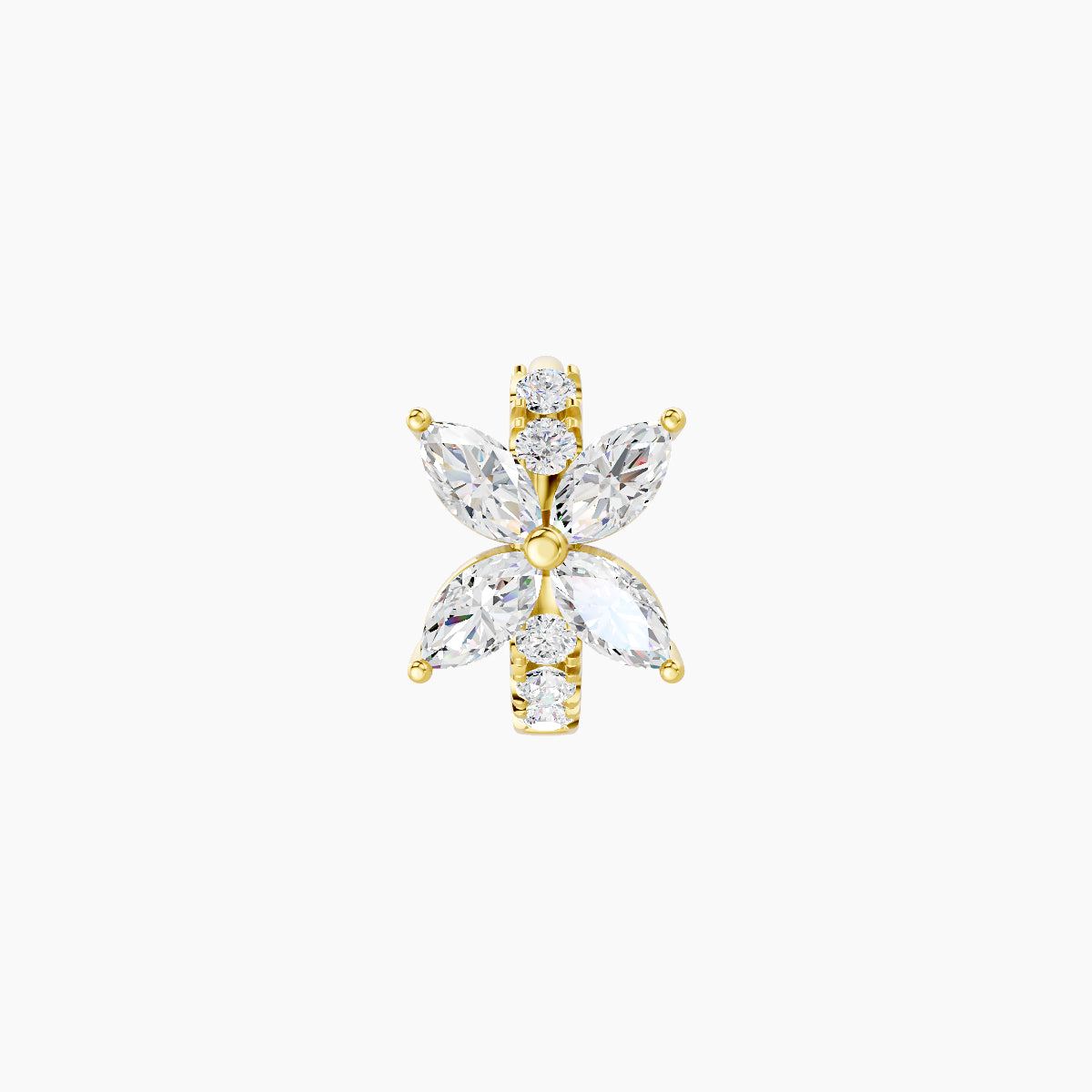 Kane | 18k Yellow Gold 5 mm Flower Diamond Hoop Piercing