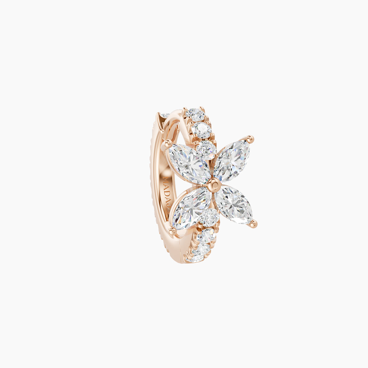 Kane | 18k Rose Gold 6.5 mm Flower Diamond Hoop Piercing