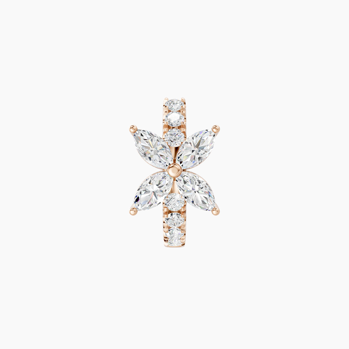 Kane | 18k Rose Gold 6.5 mm Flower Diamond Hoop Piercing