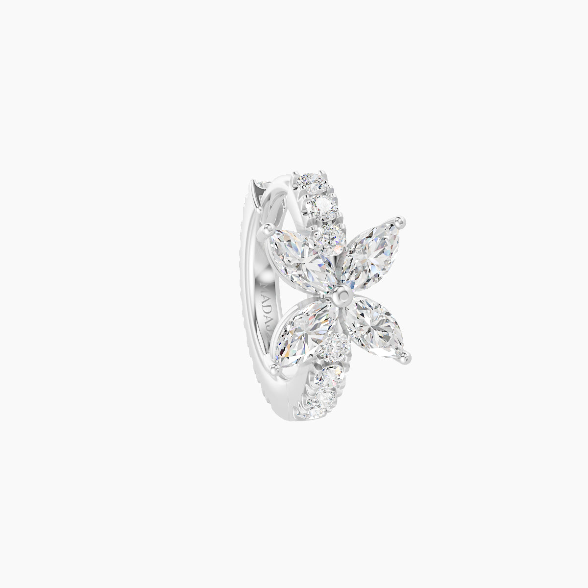 Kane | 18k White Gold 6.5 mm Flower Diamond Hoop Piercing