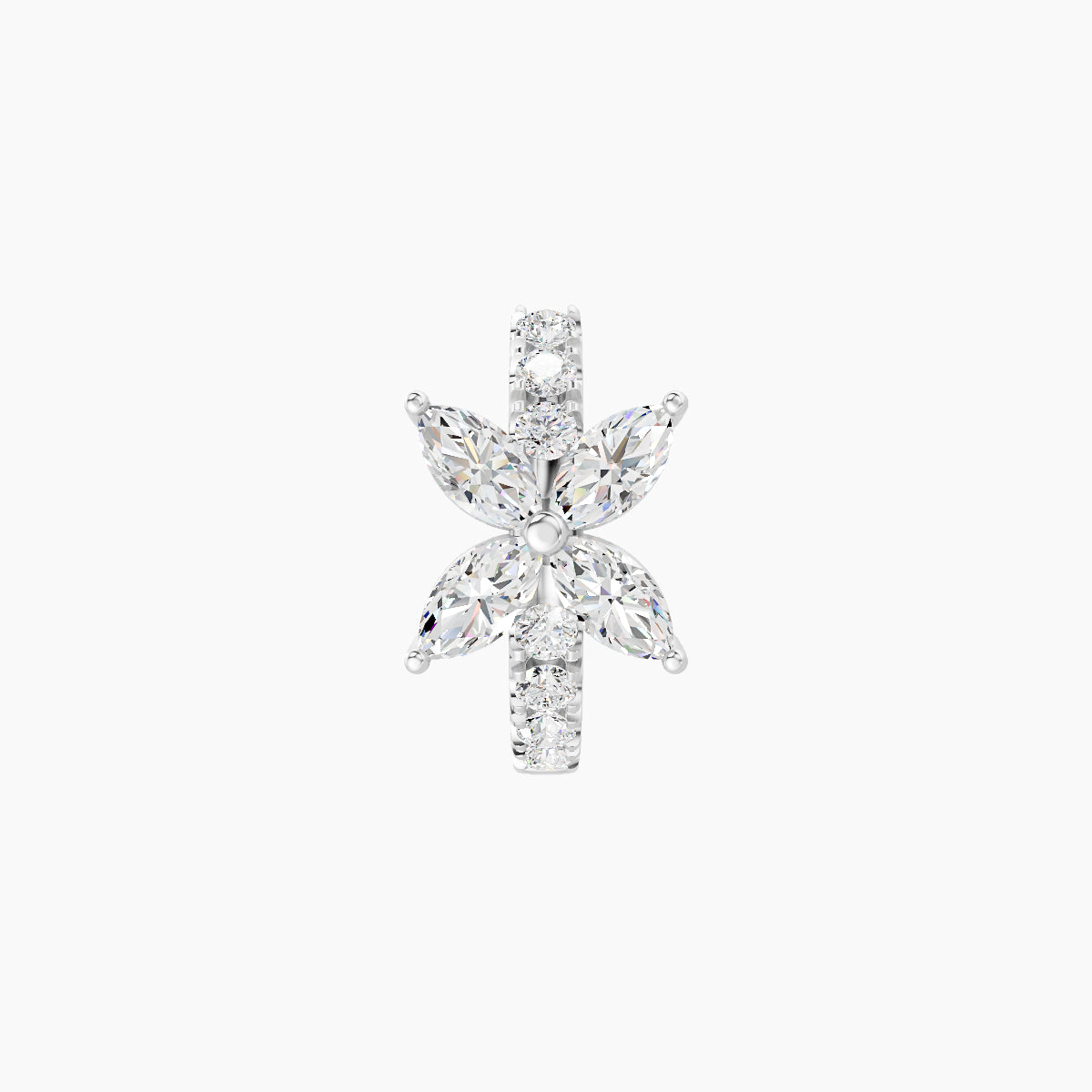 Kane | 18k White Gold 6.5 mm Flower Diamond Hoop Piercing