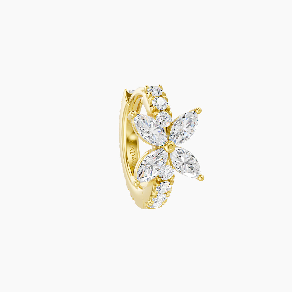 Kane | 18k Yellow Gold 6.5 mm Flower Diamond Hoop Piercing