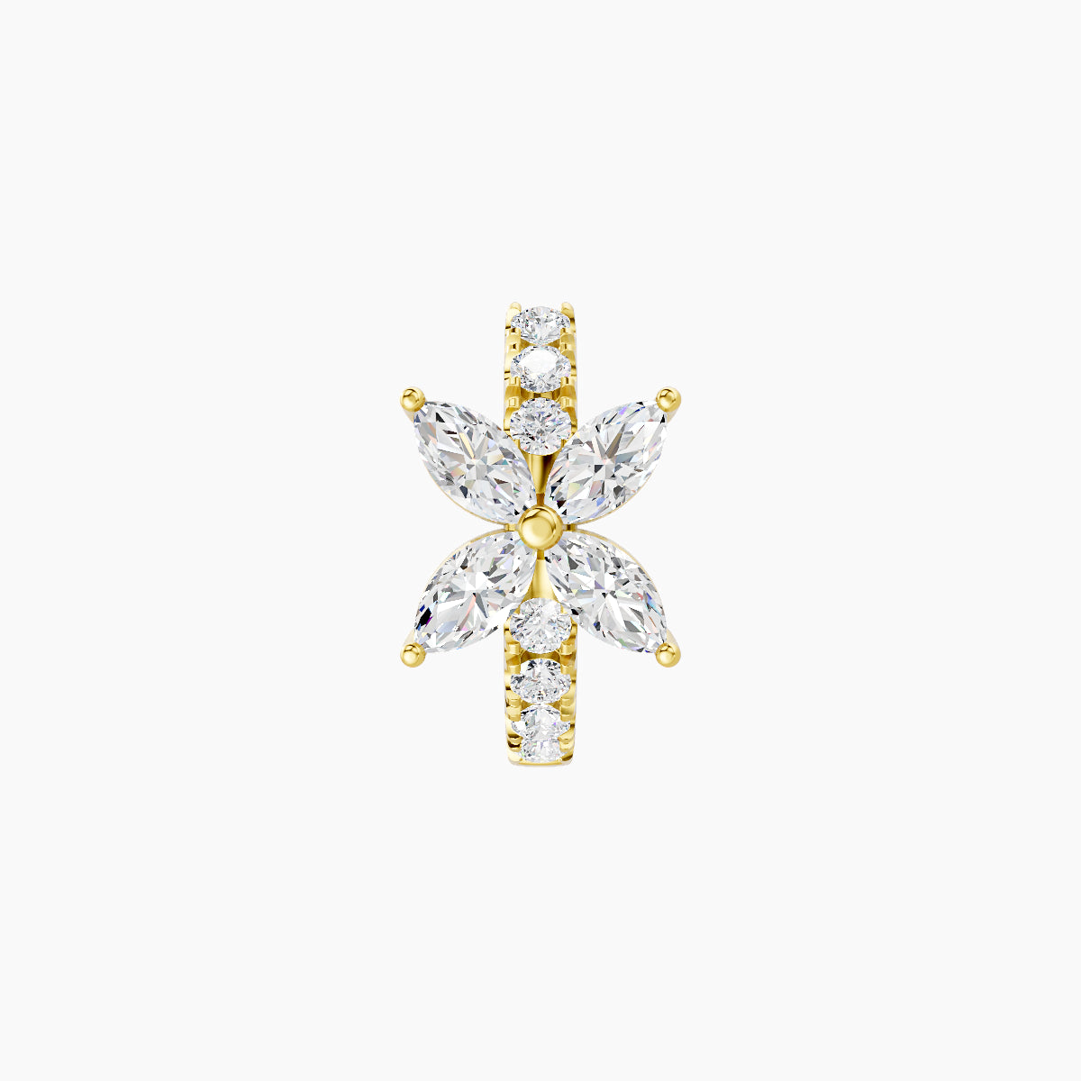 Kane | 18k Yellow Gold 6.5 mm Flower Diamond Hoop Piercing