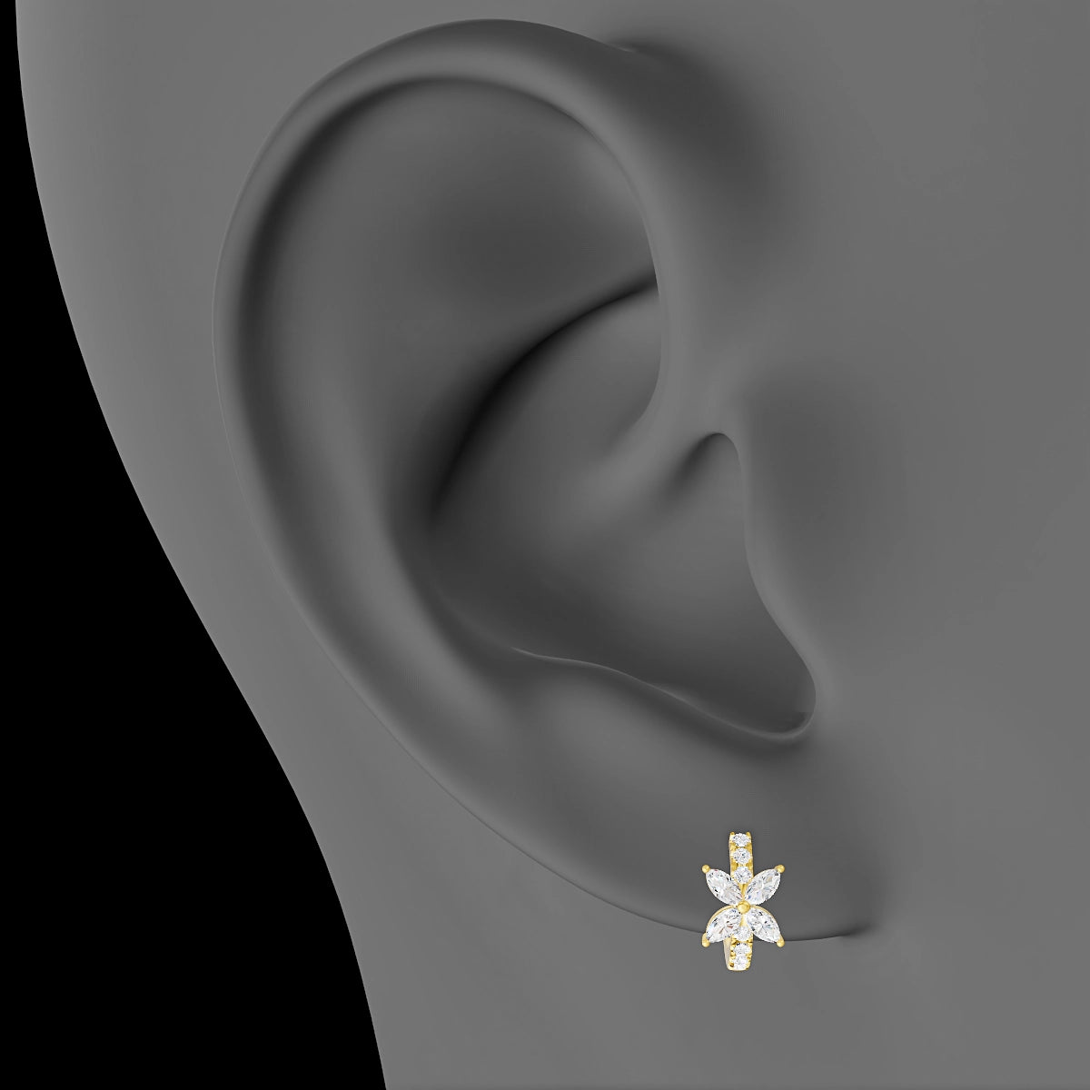 Kane | 18k Yellow Gold 6.5 mm Flower Diamond Hoop Piercing