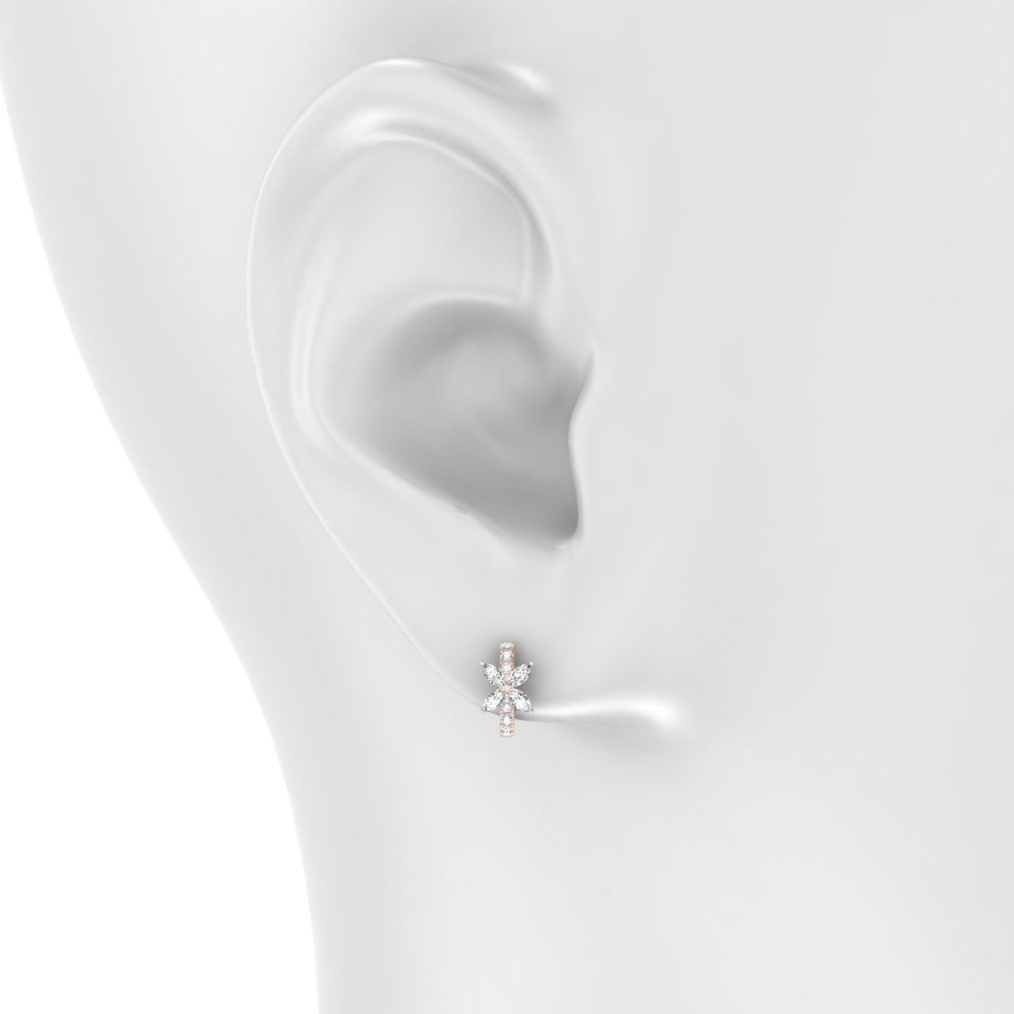 Kane | 18k Rose Gold 6.5 mm Flower Diamond Hoop Piercing