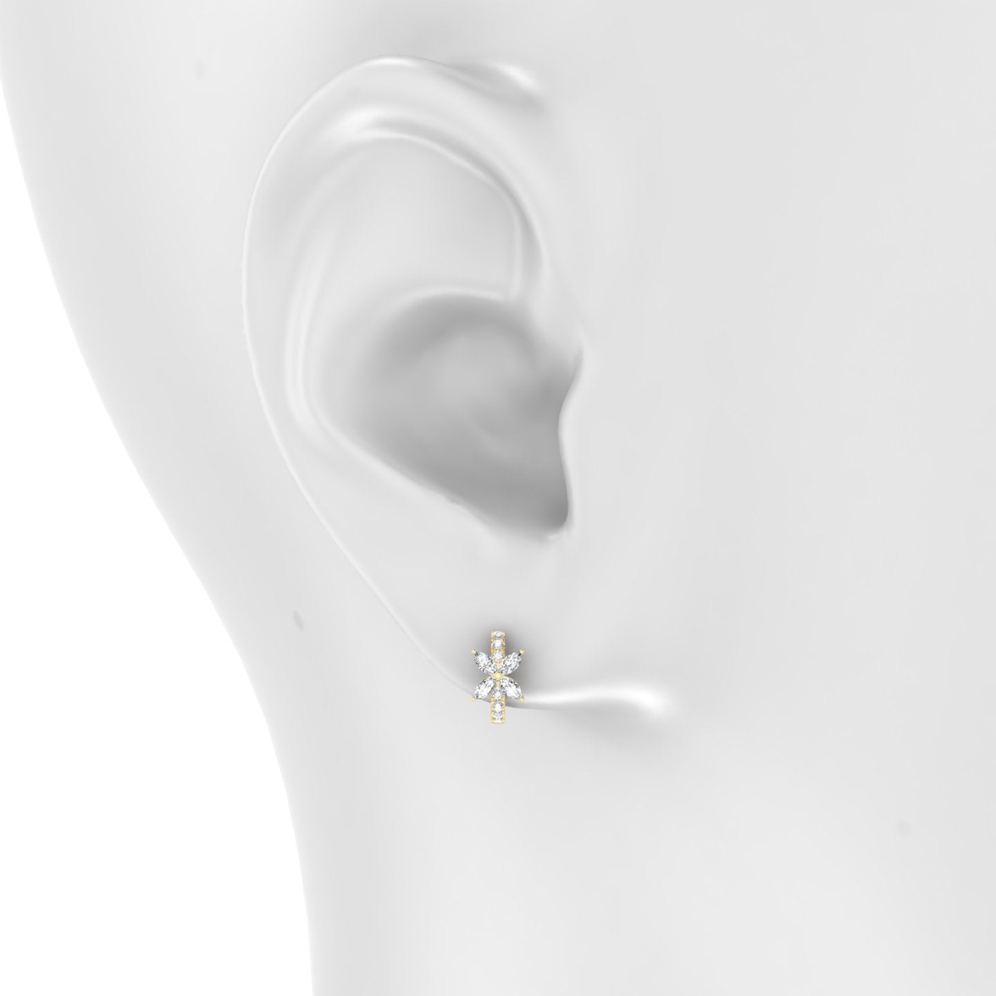 Kane | 18k Yellow Gold 6.5 mm Flower Diamond Hoop Piercing