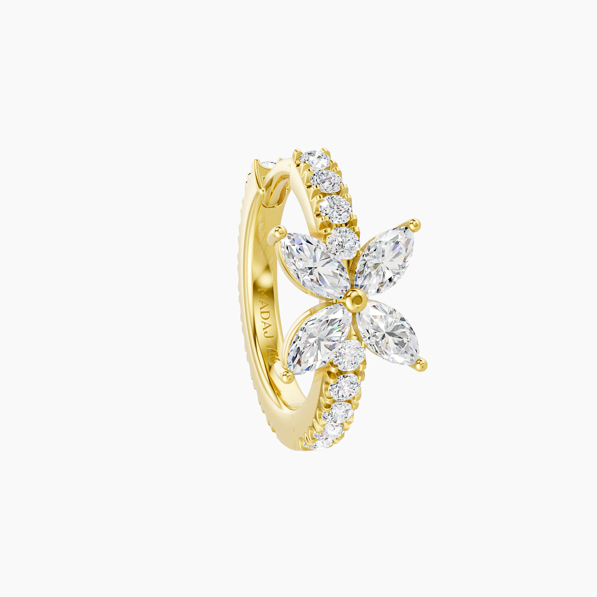 Kane | 18k Yellow Gold 8 mm Flower Diamond Hoop Piercing