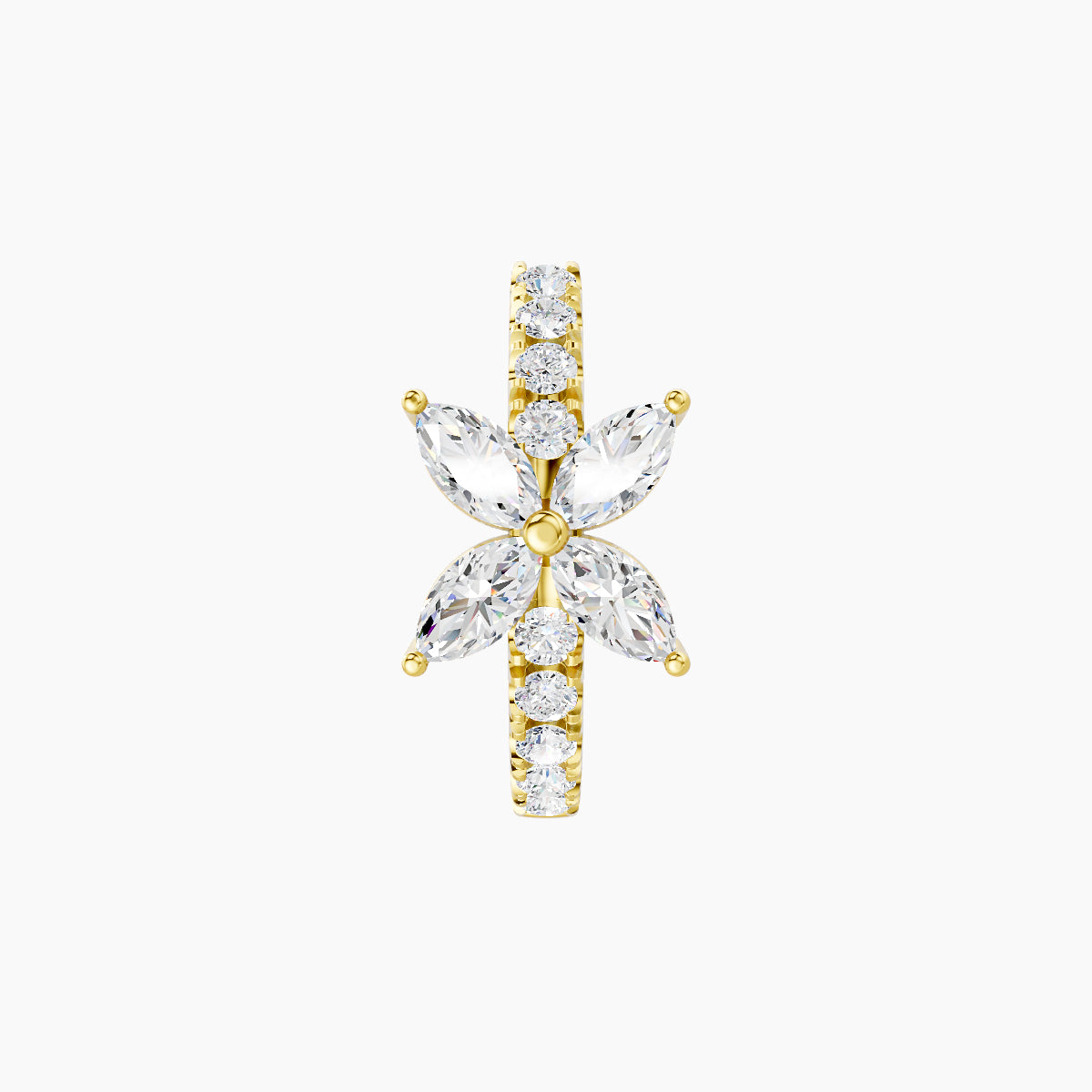 Kane | 18k Yellow Gold 8 mm Flower Diamond Hoop Piercing