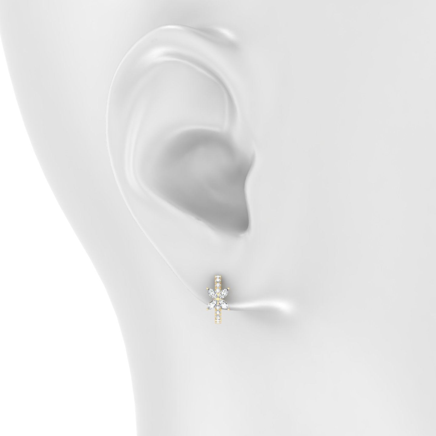 Kane | 18k Yellow Gold 8 mm Flower Diamond Hoop Piercing
