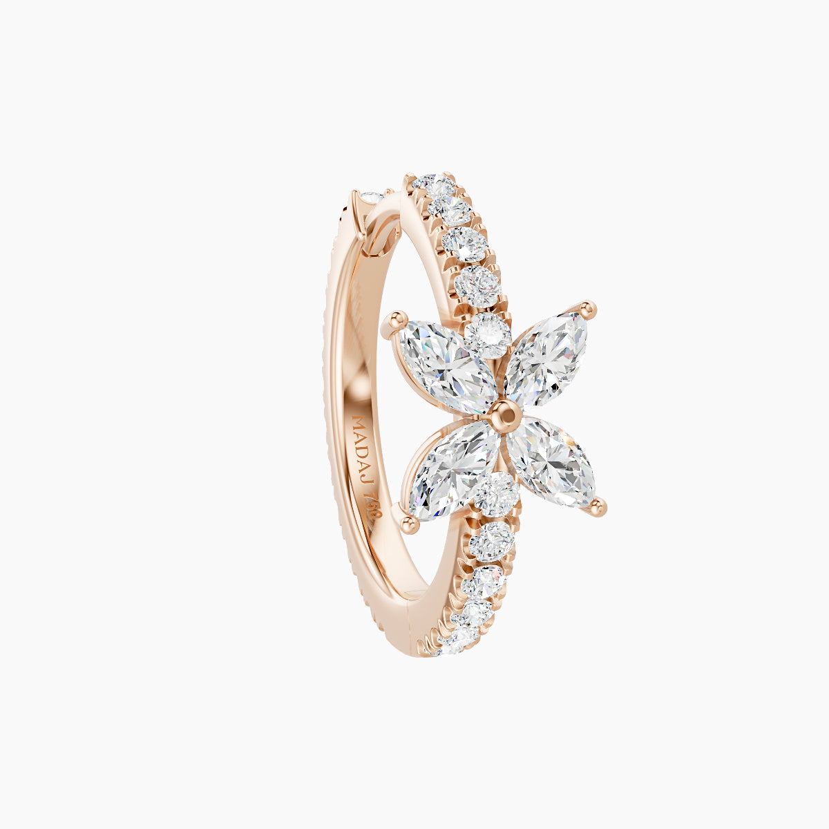 Kane | 18k Rose Gold 9.5 mm Flower Diamond Hoop Piercing