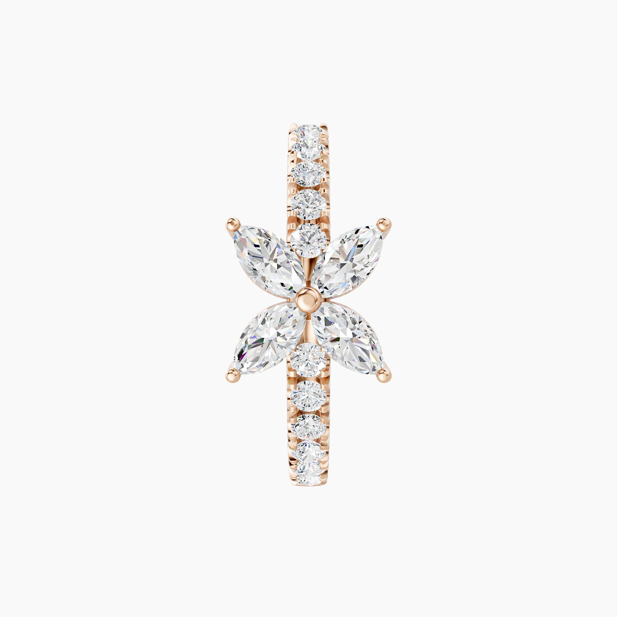 Kane | 18k Rose Gold 9.5 mm Flower Diamond Hoop Piercing