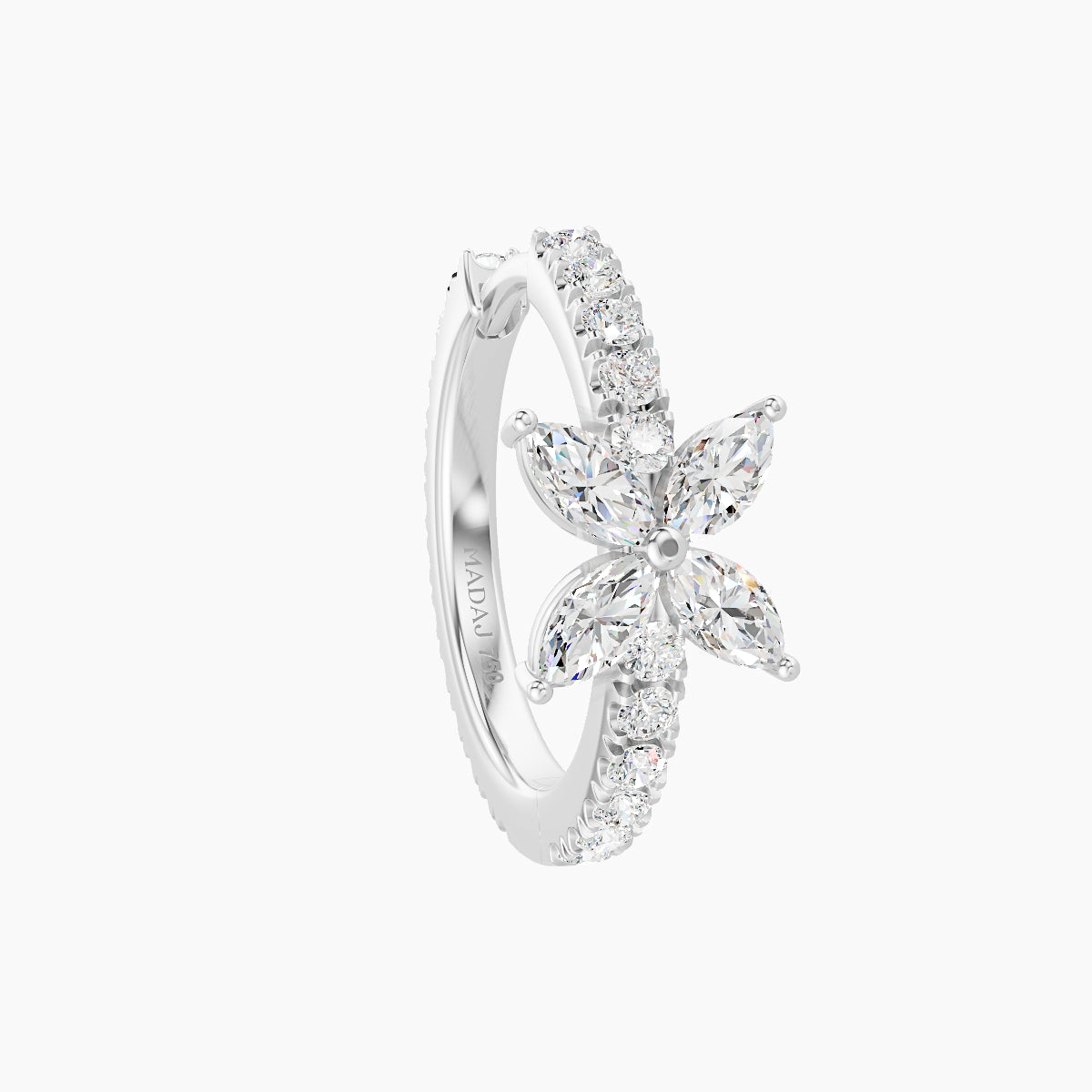 Kane | 18k White Gold 9.5 mm Flower Diamond Hoop Piercing