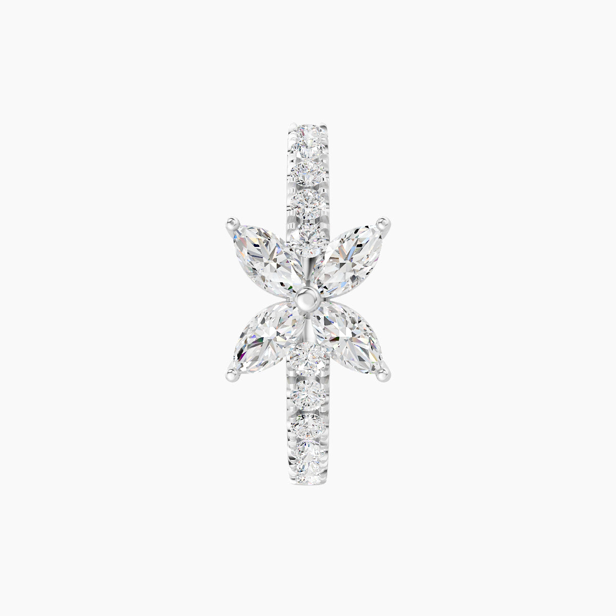 Kane | 18k White Gold 9.5 mm Flower Diamond Hoop Piercing