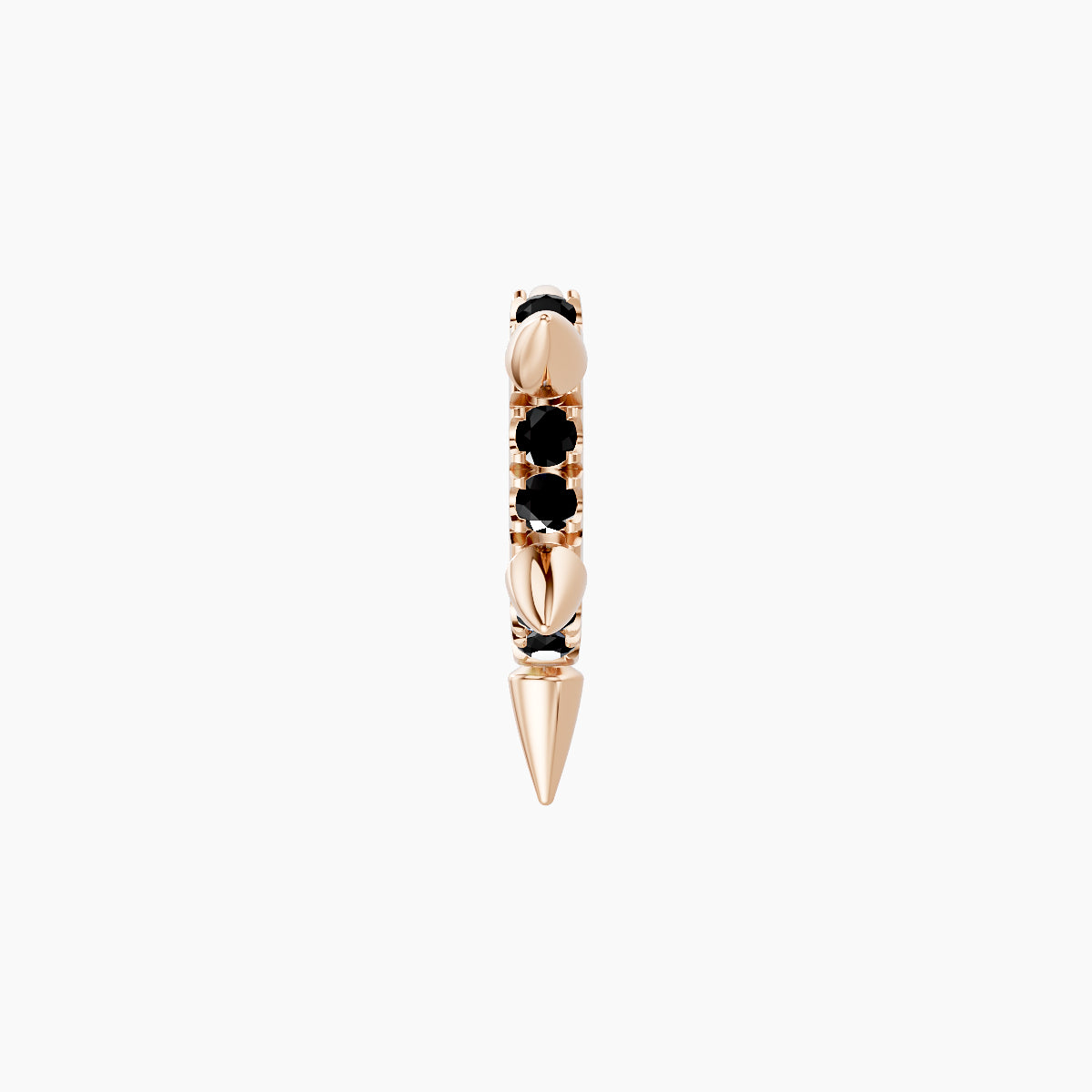 Kuan | 18k Rose Gold 5 mm Spike Black Diamond Hoop Piercing
