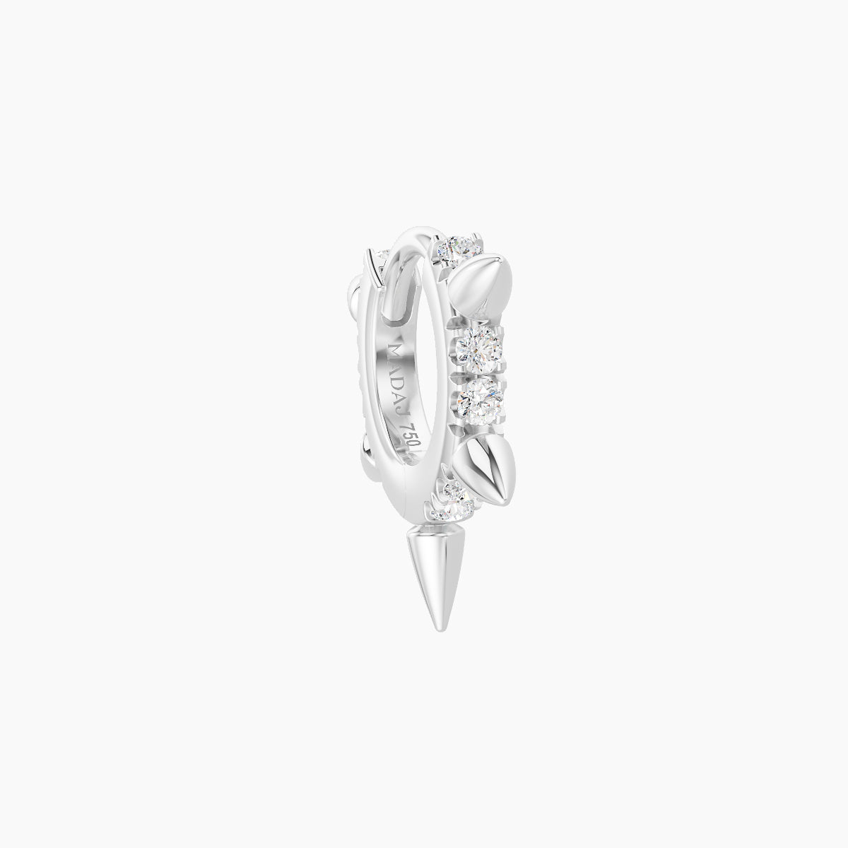 Kuan | 18k White Gold 5 mm Spike Diamond Hoop Piercing