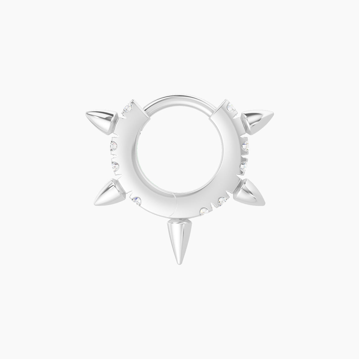 Kuan | 18k White Gold 5 mm Spike Diamond Hoop Piercing